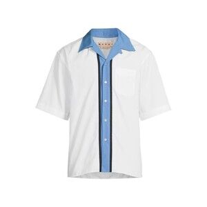 MARNI Button Up Shirt Mens Size 48 White Blue Stripe Organic Cotton Poplin $750